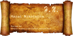 Hazai Nikoletta névjegykártya